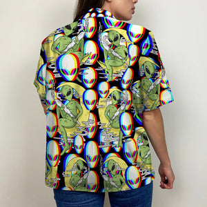 Gift For Alien Fans, Personalized Hawaiian Shirt, Glitch Alien Image Upload Hawaiian Shirt - Hawaiian Shirts - GoDuckee