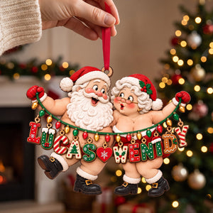 Name Art Fun Santa Couple Ornament - Personalized Christmas Gifts For Couples 02qhtn151026 - Ornament - GoDuckee