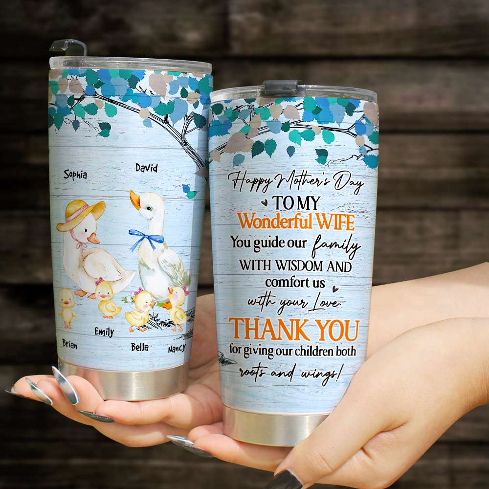 Happy Mother's Day, Personalized Tumbler, Duck Couple Tumbler, Mother's Day Gift - Tumbler Cup - GoDuckee