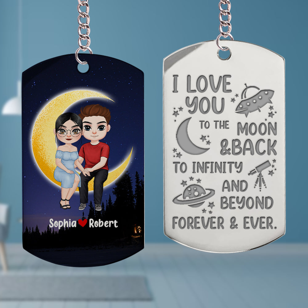 Romantic Couple, I Love You Forever And Ever, Personalized Stainless Steel Engraved Keychain, Couple Gifts, Gifts For Her, Gifts For Him - Keychains - GoDuckee