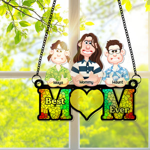 Personalized Gifts For Mom Window Hanging Suncatcher Ornament Best Mom Ever 03OHLU180225PA - Ornament - GoDuckee