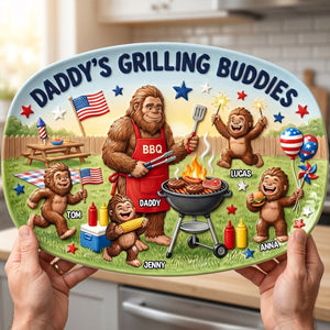Bigfoot Dad Grilling Plate - Personalized Gifts For Dads 02natn200526 - Plates - GoDuckee