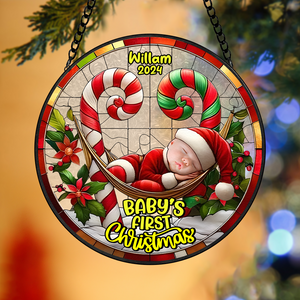 Custom Photo Gifts For Baby Stained Glass Christmas Santa 05xqpu280824 - Ornament - GoDuckee