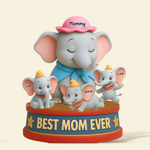 Personalized Gifts For Elephant Mom Acrylic Plaque, Happy Mom 01NAPU140425 - Shaped Plaques - GoDuckee