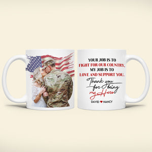 Thank You For Being My Hero, Personalized Military Mug, Gifts For Husband - Coffee Mug - GoDuckee