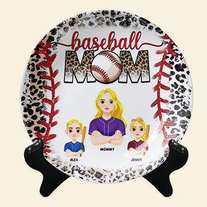 Personalized Gift For Mom Ceramic Round Plate Mother's Day Baseball Mom 02XQMH200325HG - Ceramic Round Plate - GoDuckee