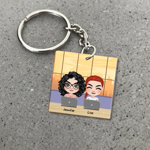 Work Wife, Gift For Coworkers, Personalized Keychain, Coworkers Bestie Keychain - Keychains - GoDuckee