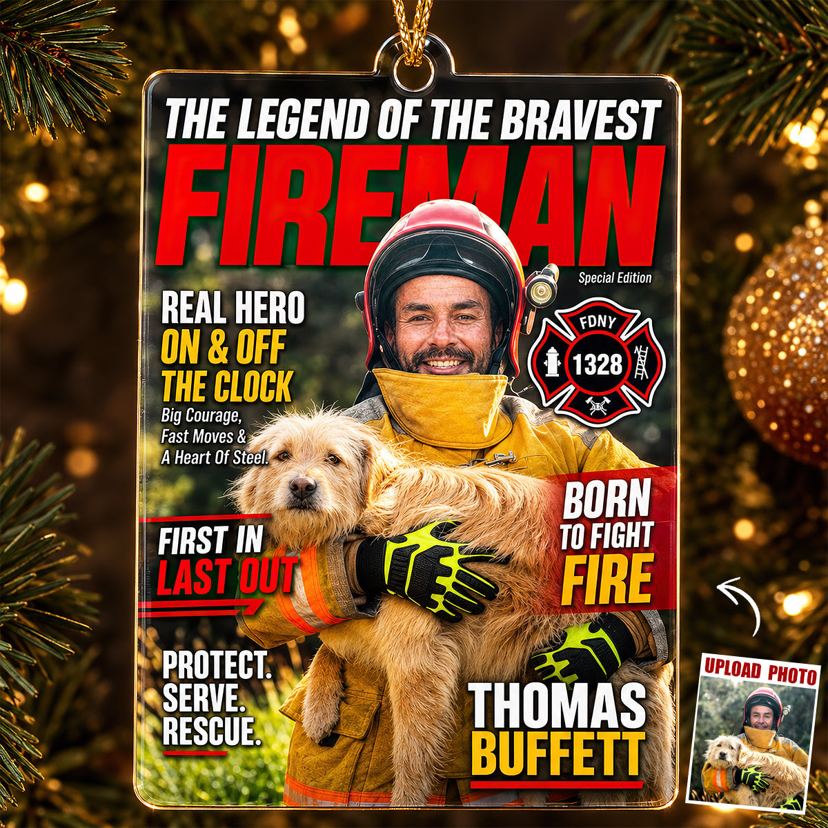 Custom Photo Firefighter Ornament - Personalized Christmas Gifts 04hudt260826 - Ornament - GoDuckee