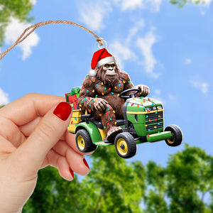 Personalized Christmas Gifts, Big Foot And Lawn Tractor Ornament 04OHQN260924 - Ornament - GoDuckee