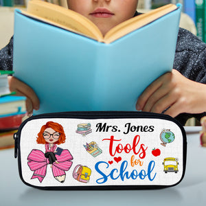 Personalized Gifts For Teacher Pencil Case, Teacher With Coquette Bow 04NADC170724HH - Pencil Case - GoDuckee