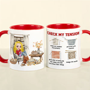 Personalized Gifts For Knitting Lover Accent Mug Women Sitting Knitting Check Tension 04XQMH020824HH - Coffee Mug - GoDuckee