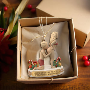 Naughty Couple Ornament - Personalized Gift For Couple Christmas Wooden Ornament 04OHLU241125 - Ornament - GoDuckee