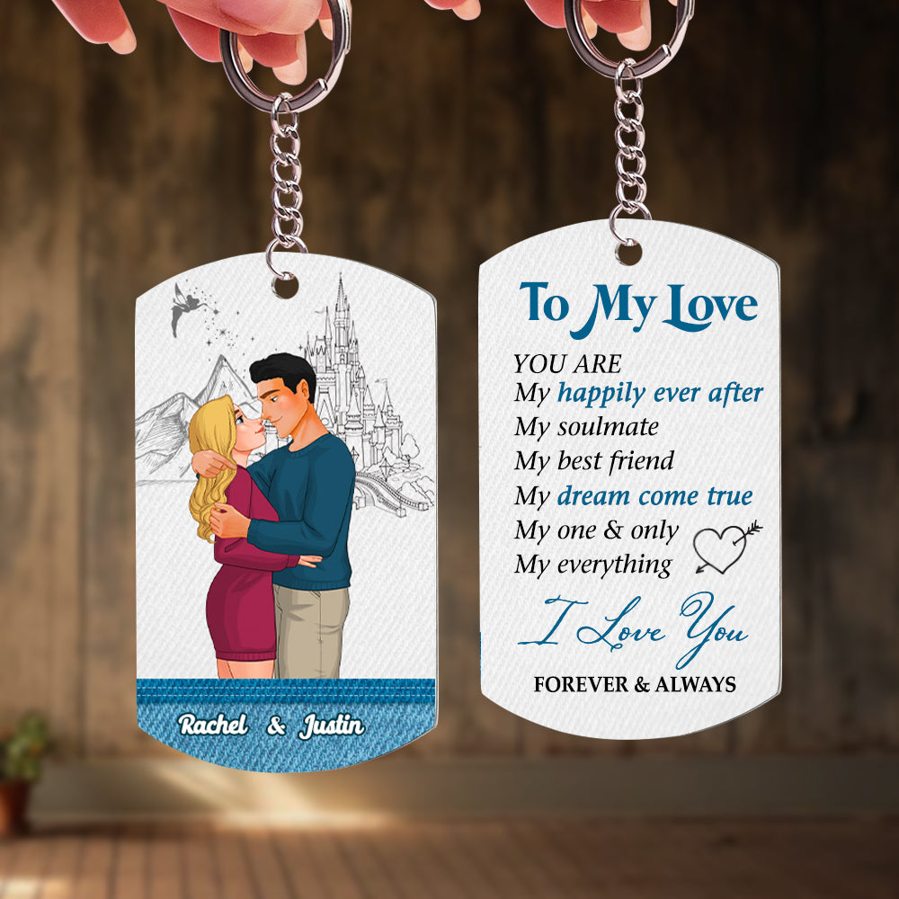 To My Love, Couple Gift, Personalized Stainless Steel Keychain, Couple Hugging Keychain 01HTHN211223DA - Keychains - GoDuckee