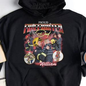 Proud Firefighter Dad, Custom Photo Bootleg Shirt, Gift For Dad, Father's Day Gifts - Shirts - GoDuckee