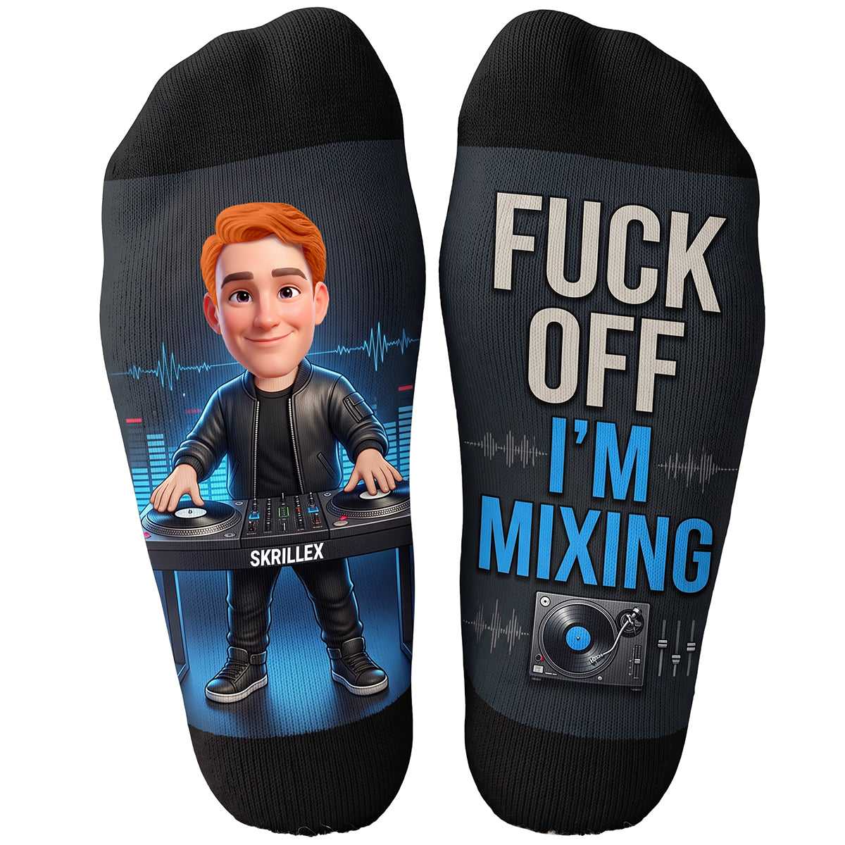 DJ Mixing Beats Middle Tube Socks - Personalized Gift For Music Lovers 03NATA230926 - Socks - GoDuckee