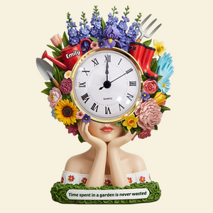 Flower Head Girl Desk Clock Plaque - Personalized Gifts For Gardening Lover 04qhpu030625 - Clock Plaques - GoDuckee