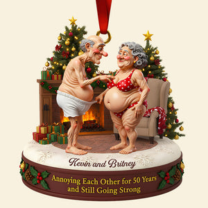 Old Couple Christmas Ornament Personalized Gifts For Couple 04NADT290925 - Ornament - GoDuckee