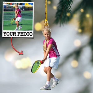 Custom Photo Gifts For Tennis Lovers, Upload Playing Tennis Photo Christmas Ornament 24pgvp140924 - Ornament - GoDuckee