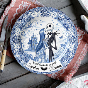 Spooky Couple Ceramic Round Plate - Personalized Gifts For Couple 05ohqn160725 - Ceramic Round Plate - GoDuckee