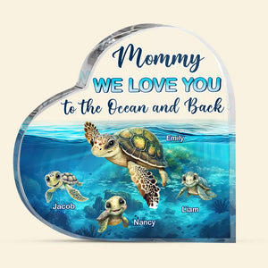 Turtle Mom Personalized Gifts For Mom Heart Plaque We Love You To The Ocean And Back - Shaped Plaques - GoDuckee