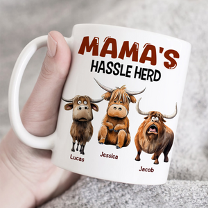 Personalized Gifts For Mom Coffee Mug, Funny Highland Cow Hassle Herd 01qhpu180125 - Coffee Mug - GoDuckee