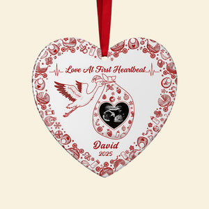 Personalized Christmas Gifts For Pregnant Women Heart Ceramic Ornament 03kita170925 - Ornament - GoDuckee