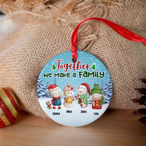 Together We Make A Family, Gift For Family, Personalized Ornament, Snowman Family Ornament, Christmas Gift 03PGHN180723 - Ornament - GoDuckee