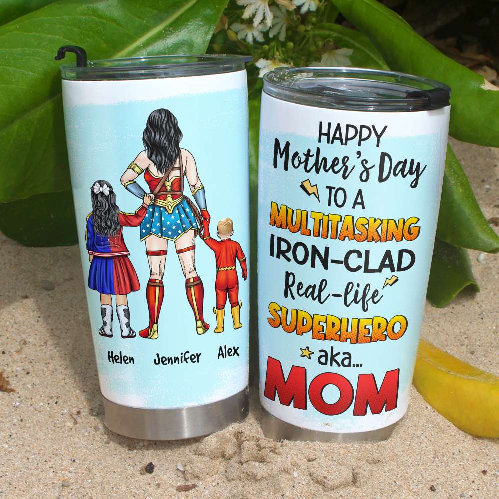 Gift For Mom, Personalized Tumbler, Mom And Kids Tumbler, Mother's Day Gift 07HUHN290323TM - Tumbler Cup - GoDuckee