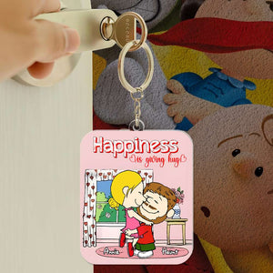 Personalized Gifts For Couples Keychain Happiness Is Giving Hug 06TOLU040125HG - Keychains - GoDuckee