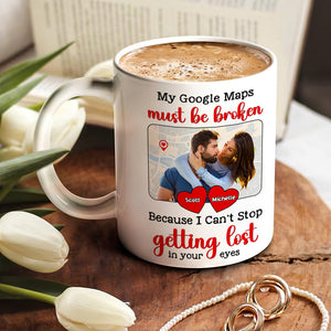 Custom Photo Gifts For Couple Personalized Coffee Mug I Can't Stop Getting Lost In Your Eyes - Coffee Mugs - GoDuckee