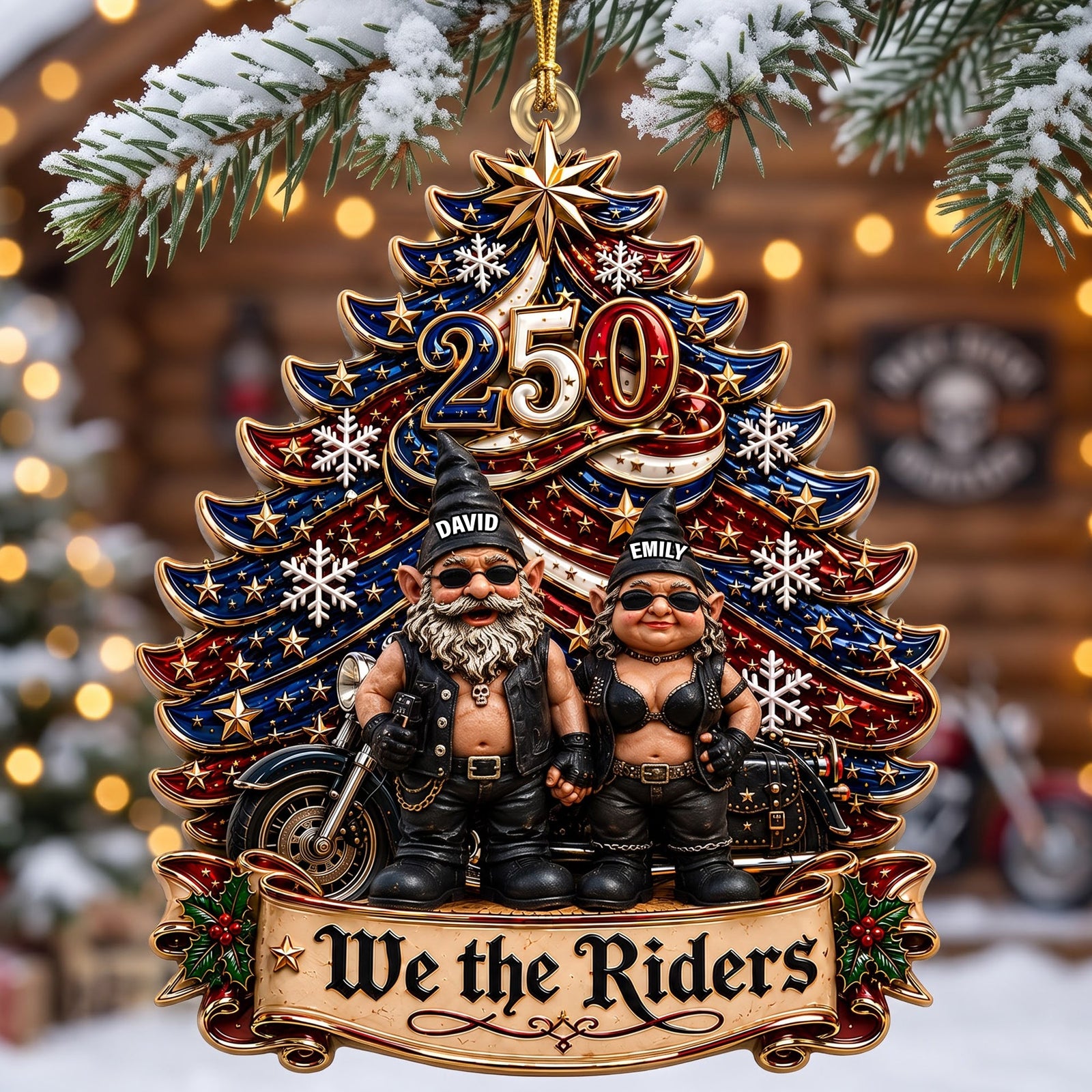 Biker Motorcycle Gnome Couple - Personalized Gifts For Couple Christmas Ornament 04naqn240826 - Ornament - GoDuckee