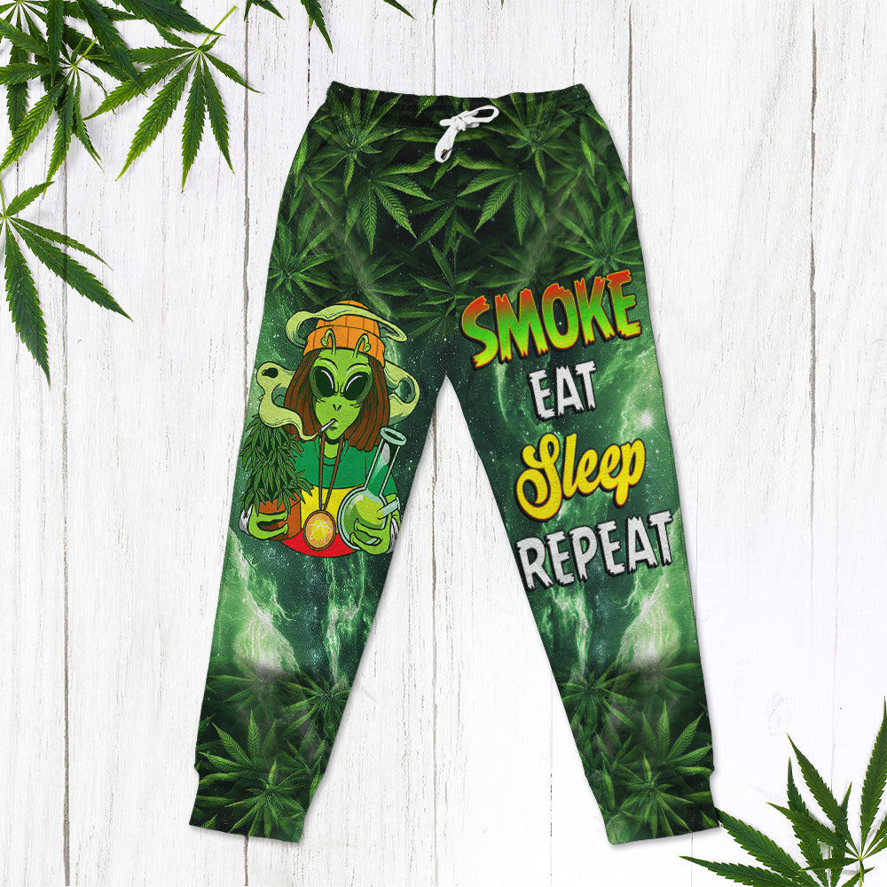 Gifts For Weed Lovers Sweatpants 04totn101224 Smoke Eat Sleep Repeat - Shorts and Pants - GoDuckee