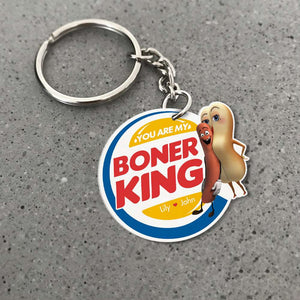 You're My Boner King, Gift For Him, Personalized Keychain, Naughty Sausage Couple Keychain, Couple Gift 03QHHN080823 - Keychains - GoDuckee