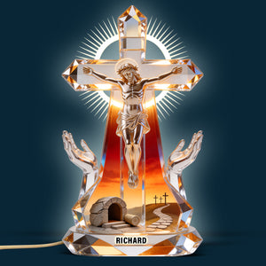 Jesus Christ Crucifix Light Box - Personalized Gifts For Christians 01naqn140326 - Light Box - GoDuckee
