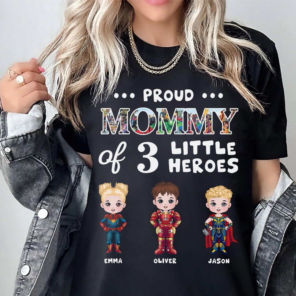 Personalized Gifts For Mom Shirt Proud Mommy Of 3 Little Heroes 03acdt200324ha - 2D Shirts - GoDuckee
