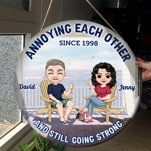 Annoying Each Other, Couple Gift, Personalized Wood Sign, Drinking Couple Wood Sign, Anniversary Gift - Wood Sign - GoDuckee