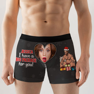 I Have A Big Package For You, Naughty Custom Photo Men Boxer Briefs, Christmas Gift For Couple - Boxer Briefs - GoDuckee