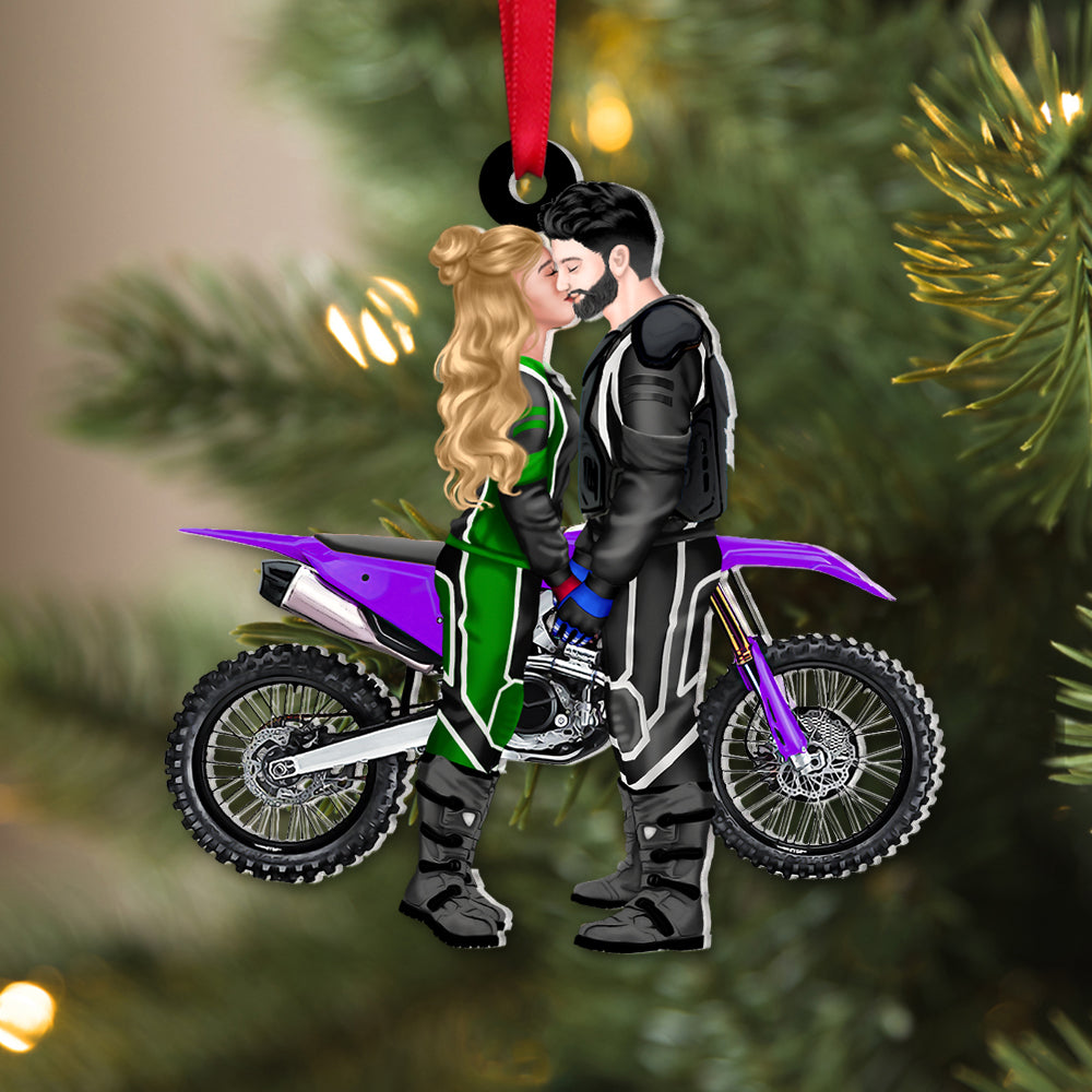 Motocross Couple Personalized Custom Shape Ornament, Christmas Gift For Motocross Rider PW17-AONMT-01QHTN061023PA - Ornament - GoDuckee