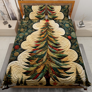 Classic Christmas Tree Quilt Bed Set 08ACQN291024 - Blanket - GoDuckee