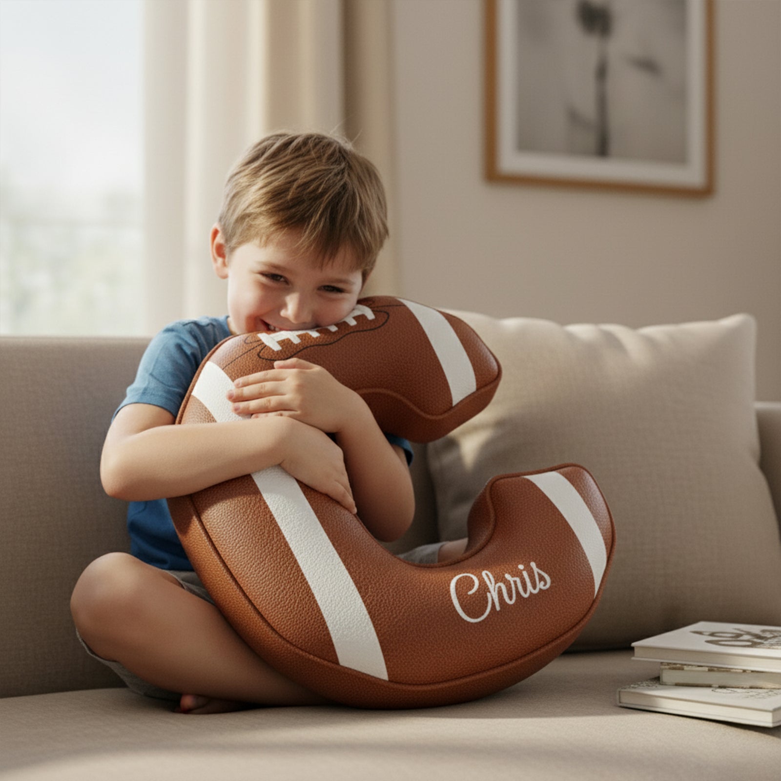 Touchdown Initial Letter Shaped Pillow - Personalized Gifts For Kids 02HYLU121125 - Pillow - GoDuckee