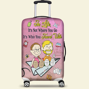 Personalized Gifts For Couple Luggage Cover 04katn080125pa It's Not Where You Go It's Who You Travel With - Luggage Covers - GoDuckee