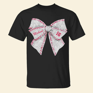 Personalized Gifts For Baseball Lovers, Pink Coquette Bow Glitter Shirt 02ACDT170924 - Shirts - GoDuckee