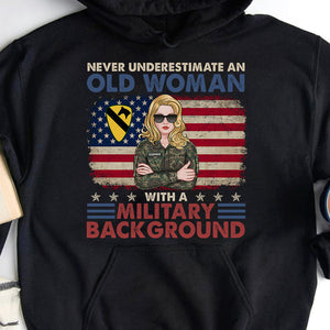 Female Veteran Never Underestimate An Old Woman, Personalized Shirt, Old American Veteran 05acqn190623tm - Shirts - GoDuckee