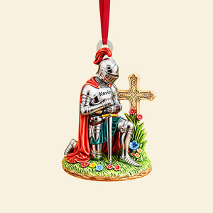 Kneeing Knight Ornament - Personalized Gifts For Christians 05huta300825 - Ornament - GoDuckee