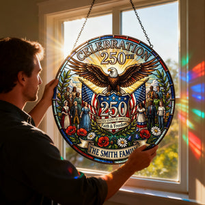 American 250th Celebration Suncatcher Ornament - Personalized Gifts For Patriots 04tylu260226 - Ornament - GoDuckee