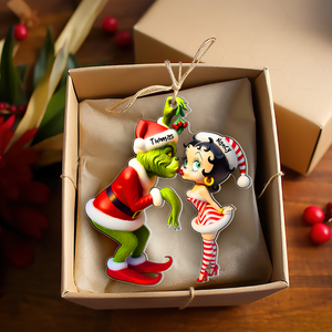 Personalized Gifts For Couple Christmas Ornament Kiss Under The Mistletoe 05xqpu061124 - Ornament - GoDuckee