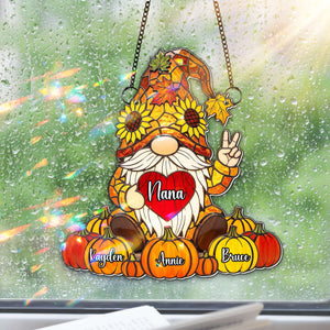Cute Pumpkin Gnome Suncatcher - Personalized Gifts For Grandma 07NALU150725 - Ornament - GoDuckee