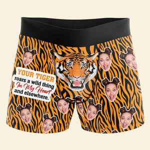 Personalized Gifts For Him Men Boxer Briefs Your Tiger Roars A Wild Thing In My Heart - Boxer Briefs - GoDuckee