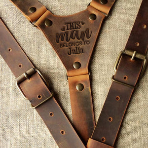 Personalized Gifts For Husband Leather Suspenders This Man Belongs To Me - Suspenders - GoDuckee