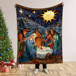 Christmas Gifts For Christians Blanket, Jesus Christ Nativity Quilt Art Effect 01QHMH120924 - Blanket - GoDuckee